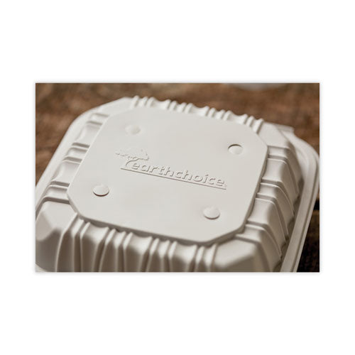 Earthchoice Recipiente ventilado para microondas Mfpp con tapa abatible, 3 compartimentos, 8.5 x 8.5 x 3.1, blanco, plástico, 146/cartón