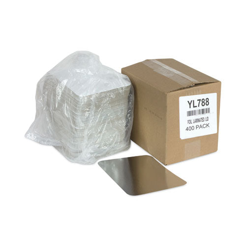 Tapa de aluminio para recipiente para llevar, tapa para molde para pan, 8.4 X 5.9, blanco/aluminio, 400/cartón