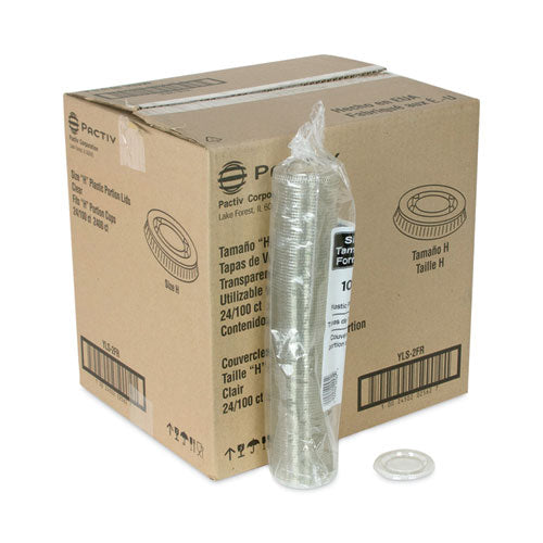 Tapa de vaso de porción de plástico, se adapta a vasos de 1.5 oz a 2.5 oz, transparente, 100/paquete, 24 paquetes/cartón
