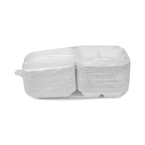 Recipiente Earthchoice con tapa abatible de bagazo, 3 compartimentos, cierre de lengüeta doble, 7,8 x 7,8 x 2,8, natural, caña de azúcar, 150/caja