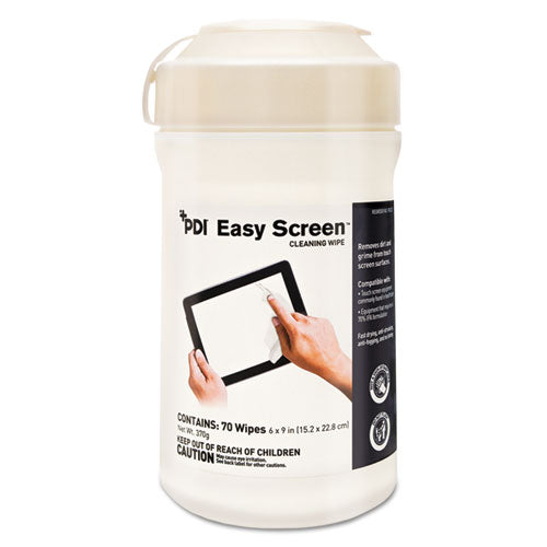 Pdi Easy Screen Cleaning Wipes, 1-ply, 9 X 6, Unscented, White, 70/pack