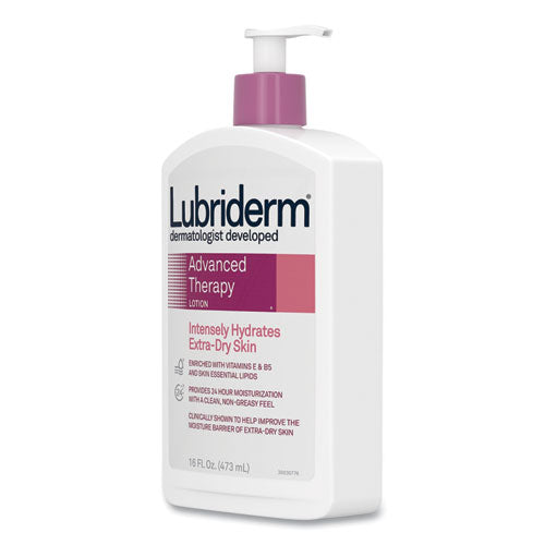 Advanced Therapy Loción hidratante para manos/cuerpo, botella con dosificador de 16 oz, 12/cartón