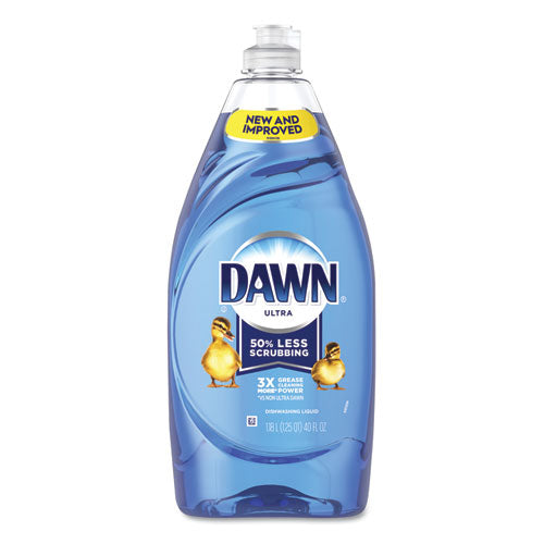 Detergente ultralíquido para platos, Dawn Original, tres botellas exprimibles Ez de 22 oz, 2 esponjas