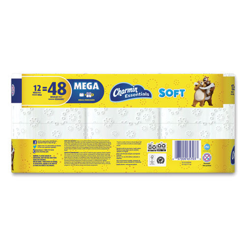 Papel higiénico suave Essentials, caja fuerte séptica, 2 capas, blanco, 352 hojas/rollo, 12/paquete