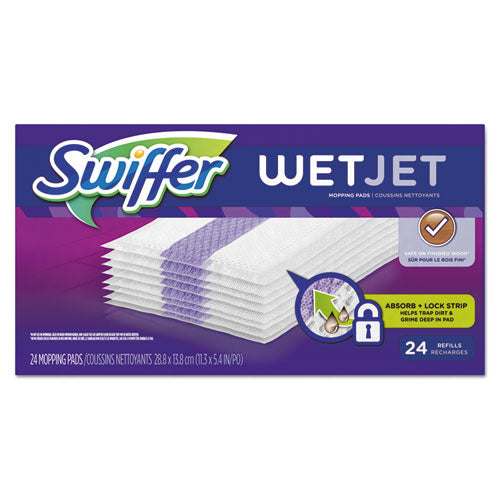 Paños de repuesto para sistema Wetjet, 11.3" x 5.4", blanco, 24/caja, 4/cartón