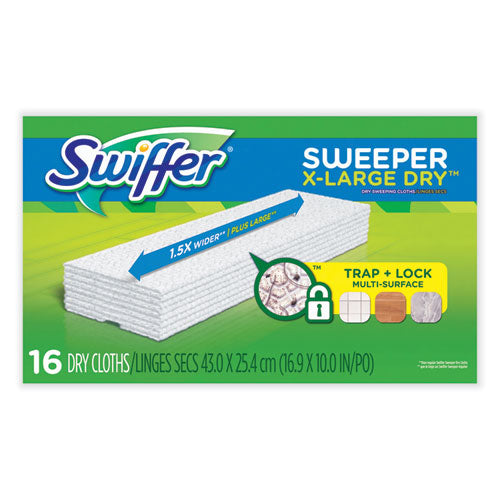 Sweeper Xl Dry Paños de recambio, 16.9" x 9.8", blanco, 16/caja