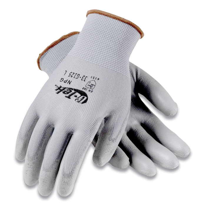 Gp Guantes de nailon recubiertos de poliuretano, grandes, gris, 12 pares