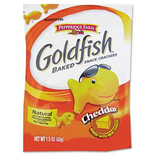 Goldfish Crackers, queso cheddar, refrigerio de una sola porción, bolsa de 1.5 oz, 72 por caja