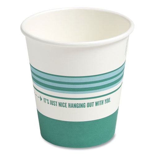 Vasos de papel para bebidas calientes, 10 oz, blanco/verde azulado, 50/paquete