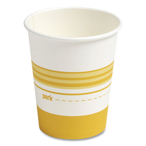 Vasos de papel para bebidas calientes, 8 oz, blanco/amarillo, 50/paquete