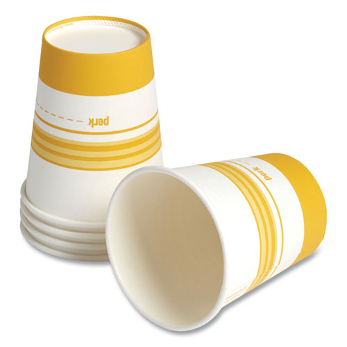 Vasos de papel para bebidas calientes, 8 oz, blanco/amarillo, 50/paquete