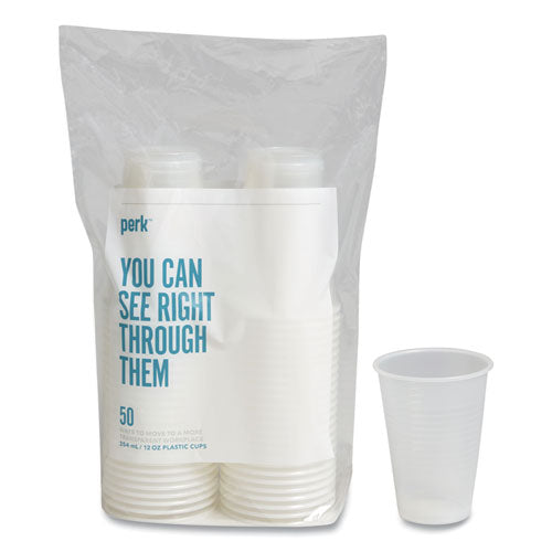 Vasos de plástico para bebidas frías, 12 oz, transparentes, 50/paquete