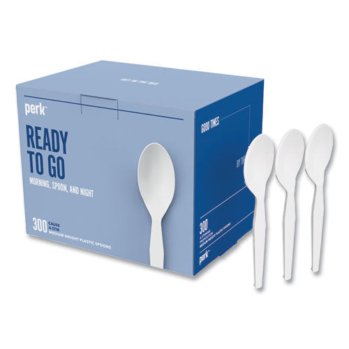 Eco-id Mediumweight Compostable Cutlery, Teaspoon, White, 300/pack