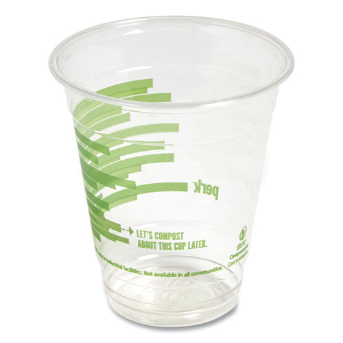 Eco-id Compostable Pla Corn Vasos de plástico para bebidas frías, 12 oz, transparente/verde, 50/paquete, 6 paquetes/cartón