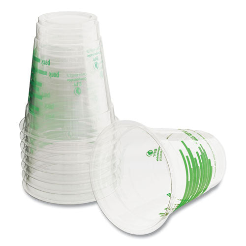 Eco-id Compostable Pla Corn Vasos de plástico para bebidas frías, 12 oz, transparente/verde, 50/paquete, 6 paquetes/cartón
