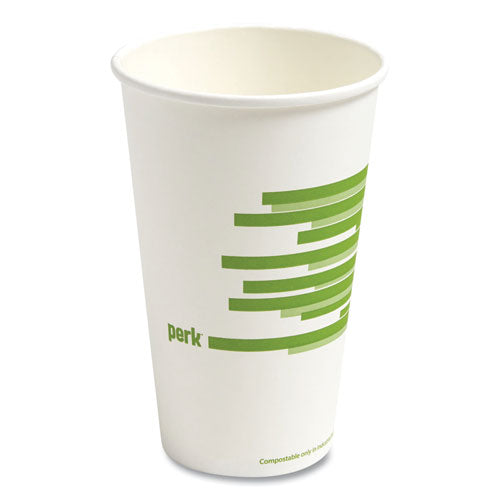 Vasos calientes de papel compostables Eco-id, 16 oz, blanco/verde, 50/paquete, 6 paquetes/cartón
