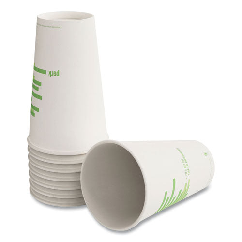 Vasos calientes de papel compostables Eco-id, 16 oz, blanco/verde, 50/paquete, 6 paquetes/cartón