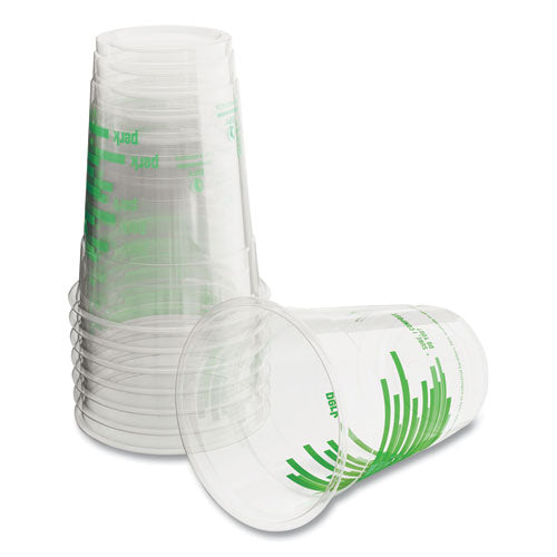 Eco-id Compostable Pla Corn Vasos fríos de plástico, 16 oz, transparente/verde, 50/paquete, 6 paquetes/cartón