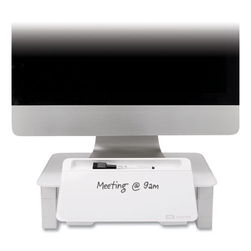 Elevador de monitor de vidrio de escritorio de altura ajustable con pizarra de borrado en seco, 14 X 10,25 X 2,5 a 5,25, blanco, admite 100 lb