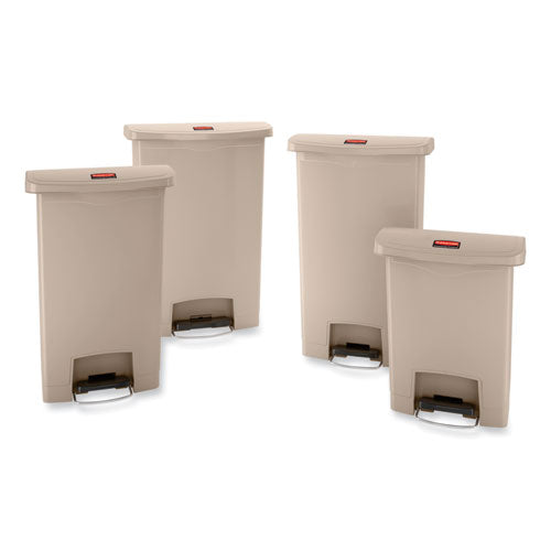 Contenedor de resina con pedal Streamline, estilo escalón frontal, 8 gal, polietileno, beige