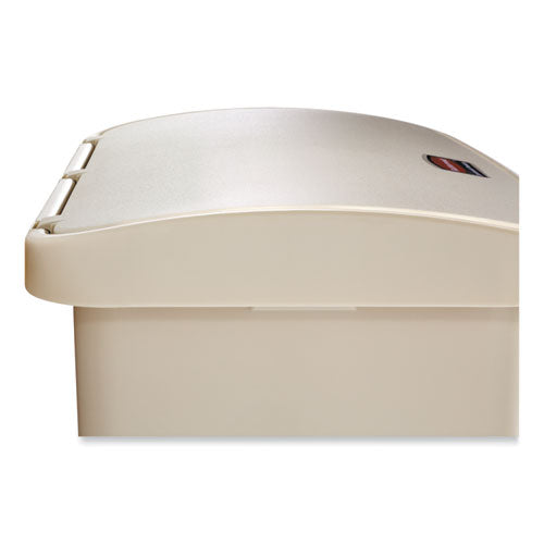 Contenedor de resina con pedal Streamline, estilo escalón frontal, 8 gal, polietileno, beige