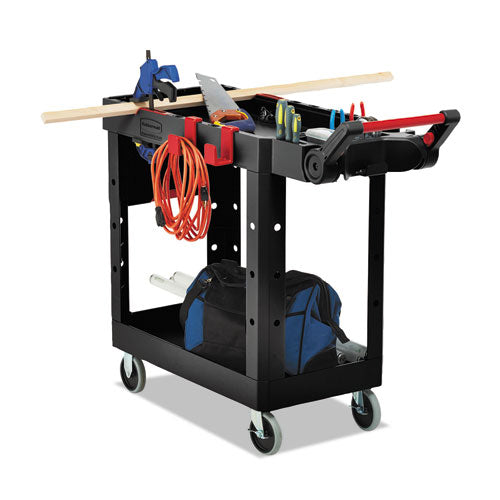 Carro utilitario adaptable de servicio pesado, plástico, 2 estantes, capacidad de 500 lb, 17.8" x 46.2" x 36", negro