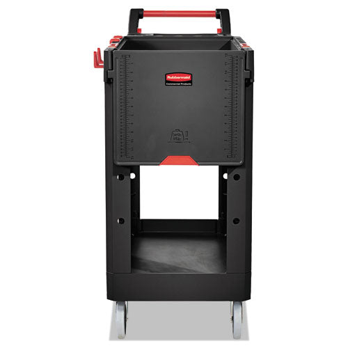 Carro utilitario adaptable de servicio pesado, plástico, 2 estantes, capacidad de 500 lb, 17.8" x 46.2" x 36", negro