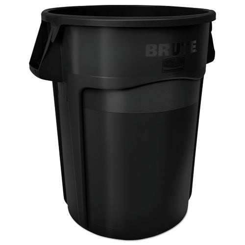 Vented Round Brute Container, 32 Gal, Plastic, Gray