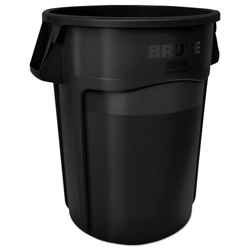 Vented Round Brute Container, 44 Gal, Plastic, Gray