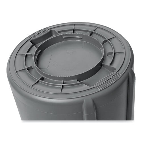 Vented Round Brute Container, 55 Gal, Plastic, Gray