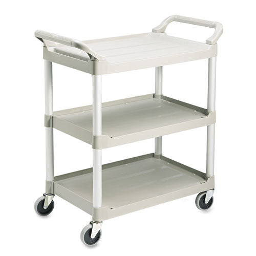 Three-shelf Service Cart, Plastic, 3 Shelves, 200 Lb Capacity, 18.63" X 33.63" X 37.75", Off-white