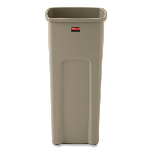 Receptáculo de residuos cuadrado intocable, 23 gal, plástico, beige