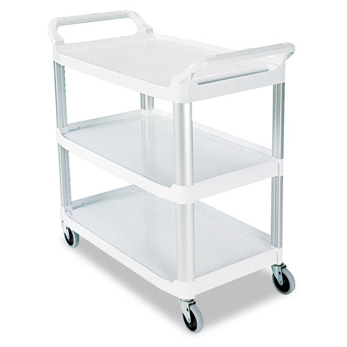 Carrito utilitario Xtra con lados abiertos, plástico, 3 estantes, capacidad de 300 lb, 20" x 40.63" x 37.8", gris