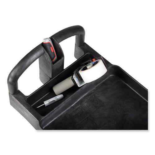 Heavy-duty Utility Cart With Lipped Shelves, Plastic, 2 Shelves, 500 Lb Capacity, 17.13" X 38.5" X 38.88", Black