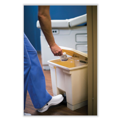 Contenedor de residuos con pedal para uso interior, 8 galones, plástico, beige