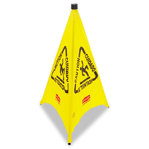 Cono de seguridad emergente multilingüe para piso mojado, 21 x 21 x 30, amarillo