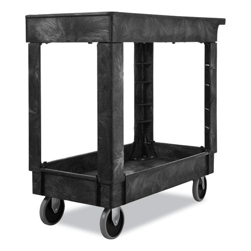 Carros de servicio/utilitarios, plástico, 2 estantes, capacidad de 500 lb, 34.13" x 17.38" x 32.38", negro