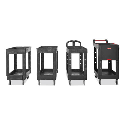 Carros de servicio/utilitarios, plástico, 2 estantes, capacidad de 500 lb, 34.13" x 17.38" x 32.38", negro