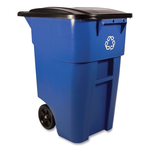 Contenedor rodante de reciclaje Square Brute, 50 gal, plástico, azul