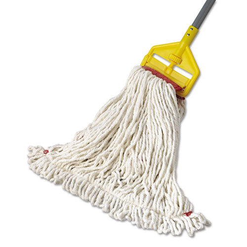 Web Foot Wet Mop Head, Shrinkless, Cotton/synthetic, White, Large, 6/carton