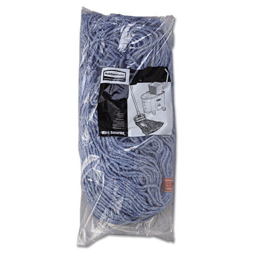 Cabezal de trapeador de mezcla de algodón/sintético con extremos cortados, 24 oz, banda de 1", azul, 12 por caja