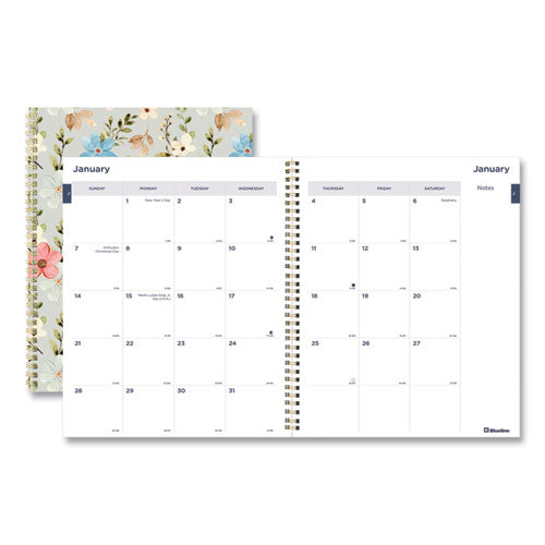Monthly 14-month Planner, Spring Floral Watercolor Artwork, 11 X 8.5, Multicolor Cover, 14-month (dec To Jan): 2023 To 2025