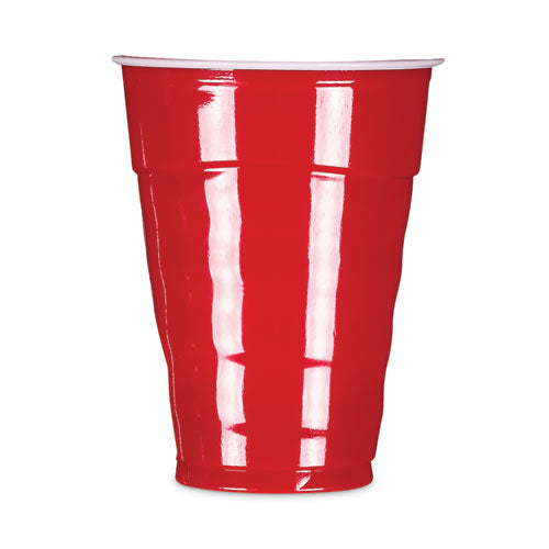 Vasos desechables de plástico para fiestas Easy Grip, 9 oz, rojo, 50/paquete, 12 paquetes/cartón
