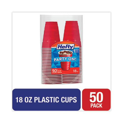 Vasos de plástico desechables Easy Grip para fiesta, 18 oz, rojo, 50/paquete, 8 paquetes/cartón