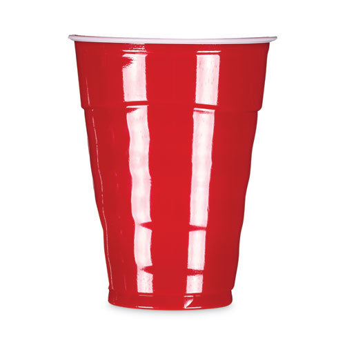 Vasos de plástico desechables Easy Grip para fiesta, 18 oz, rojo, 50/paquete, 8 paquetes/cartón