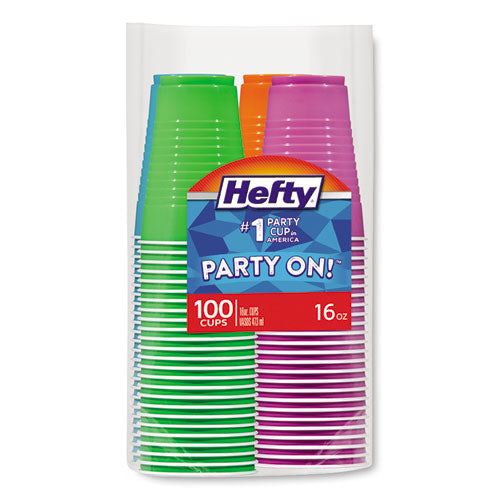 Easy Grip Disposable Plastic Party Cups, 18 Oz, Red, 50/pack, 8 Packs/carton