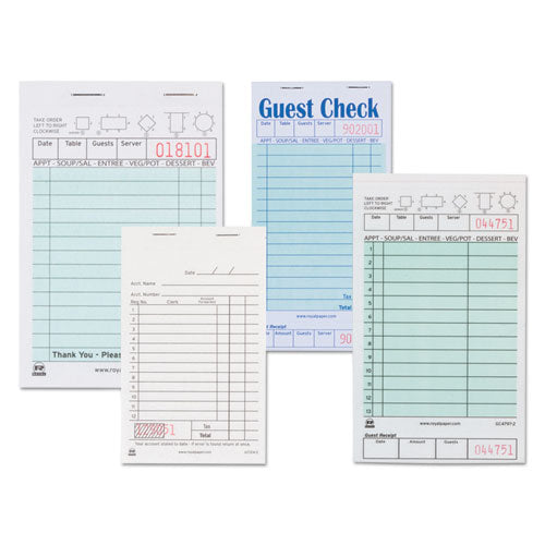 Bloc de notas para invitados, 16 líneas, dos partes sin carbono, 4,2 x 8,25, 50 formularios/bloc, 50 blocs/cartón