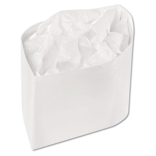 Classy Cap, papel crepé, ajustable, talla única, blanco, 100 tapas/paquete, 10 paquetes/cartón