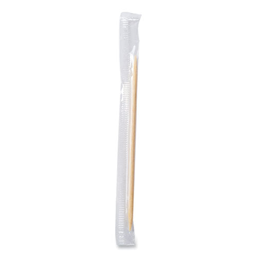 Palillos de dientes de madera envueltos en celofán de menta, 2,5", natural, 1000/caja, 15 cajas/cartón