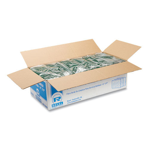 Almohadilla para fregar de uso mediano, 6 x 9, verde, 10 almohadillas/paquete, 6 paquetes/caja